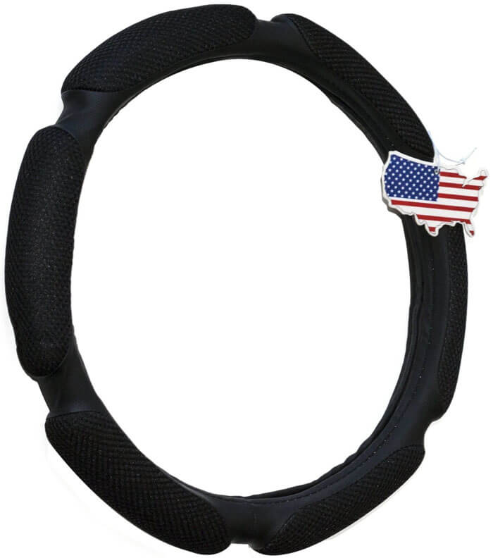Steering Wheel Cover - Black, Odorless, Warmer Hands in winter, Cooler Hands in summer, Includes American Style Air Freshener