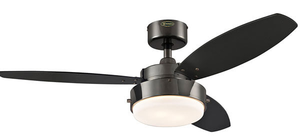 7876400 Alloy 42-Inch Gun Metal Indoor Ceiling Fan, Light Kit with Opal Frosted Glass
