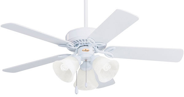 Emerson CF710WW Traditional Style 42-Inch 5-Blade Ceiling Fan, White with Frosted Globes