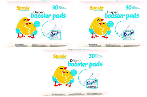 Sposie Booster Pads Diaper Doubler, 180 Count, 6 Packs of 30 Pads