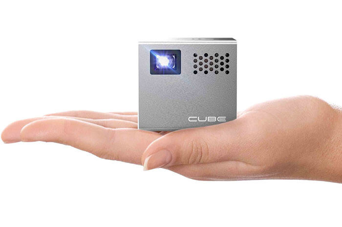 RIF6 CUBE Pico Video Projector with 120 Inch Display – 2 Inch Mobile Portable Mini Pico Projector
