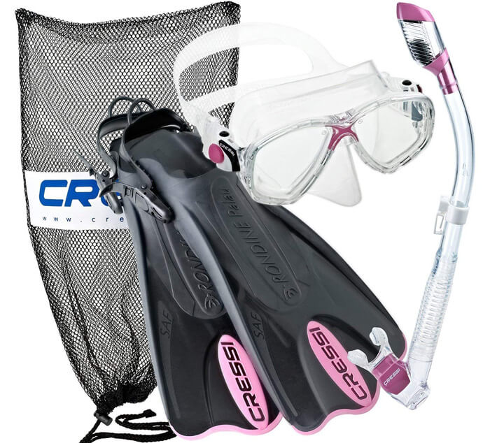 Cressi Palau Mask Fin Snorkel Set with Snorkeling Gear Bag