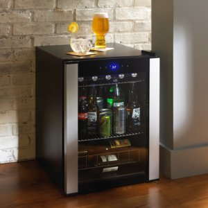 Evo Compact Wine Beverage Cooler Refrigerator- Counter Top Compact Wine Beer Beverage Cellar 20 Bottle (Bordeaux) Capacity- Portable Stainless Steel 2-Shelves LED Lighting Digital Controls