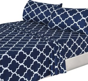 Utopia Bedding Blue 4 Piece Queen Bed sheet set